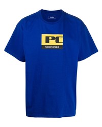 blaues bedrucktes T-Shirt mit einem Rundhalsausschnitt von PACCBET