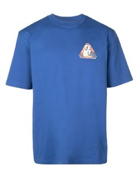 blaues bedrucktes T-Shirt mit einem Rundhalsausschnitt von Palace