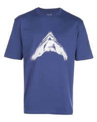 blaues bedrucktes T-Shirt mit einem Rundhalsausschnitt von Palace