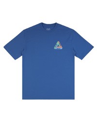 blaues bedrucktes T-Shirt mit einem Rundhalsausschnitt von Palace