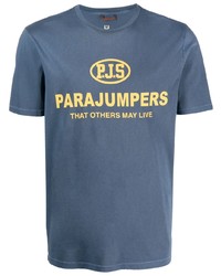blaues bedrucktes T-Shirt mit einem Rundhalsausschnitt von Parajumpers