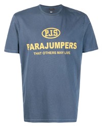 blaues bedrucktes T-Shirt mit einem Rundhalsausschnitt von Parajumpers