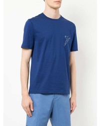 blaues bedrucktes T-Shirt mit einem Rundhalsausschnitt von Gieves & Hawkes