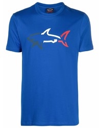 blaues bedrucktes T-Shirt mit einem Rundhalsausschnitt von Paul & Shark