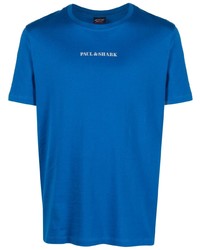 blaues bedrucktes T-Shirt mit einem Rundhalsausschnitt von Paul & Shark