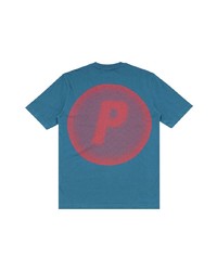 blaues bedrucktes T-Shirt mit einem Rundhalsausschnitt von Palace