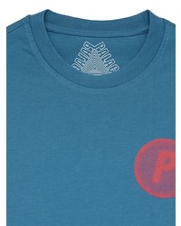 blaues bedrucktes T-Shirt mit einem Rundhalsausschnitt von Palace