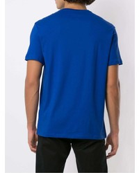 blaues bedrucktes T-Shirt mit einem Rundhalsausschnitt von Armani Exchange