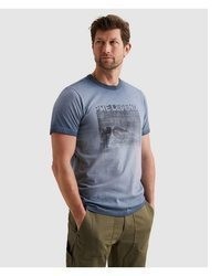 blaues bedrucktes T-Shirt mit einem Rundhalsausschnitt von PME LEGEND
