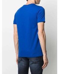 blaues bedrucktes T-Shirt mit einem Rundhalsausschnitt von Polo Ralph Lauren