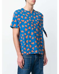 blaues bedrucktes T-Shirt mit einem Rundhalsausschnitt von JW Anderson