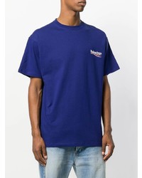 blaues bedrucktes T-Shirt mit einem Rundhalsausschnitt von Balenciaga