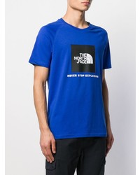 blaues bedrucktes T-Shirt mit einem Rundhalsausschnitt von The North Face