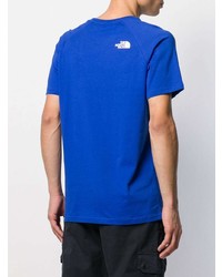 blaues bedrucktes T-Shirt mit einem Rundhalsausschnitt von The North Face