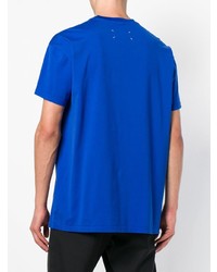 blaues bedrucktes T-Shirt mit einem Rundhalsausschnitt von Maison Margiela