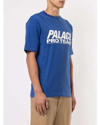 blaues bedrucktes T-Shirt mit einem Rundhalsausschnitt von Palace