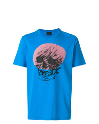 blaues bedrucktes T-Shirt mit einem Rundhalsausschnitt von Ps By Paul Smith