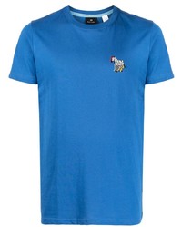 blaues bedrucktes T-Shirt mit einem Rundhalsausschnitt von PS Paul Smith