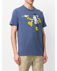 blaues bedrucktes T-Shirt mit einem Rundhalsausschnitt von Ps By Paul Smith