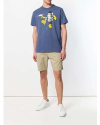 blaues bedrucktes T-Shirt mit einem Rundhalsausschnitt von Ps By Paul Smith