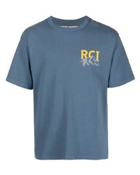 blaues bedrucktes T-Shirt mit einem Rundhalsausschnitt von Reese Cooper® 