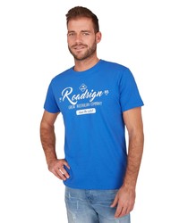 blaues bedrucktes T-Shirt mit einem Rundhalsausschnitt von ROADSIGN australia