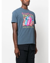 blaues bedrucktes T-Shirt mit einem Rundhalsausschnitt von MC2 Saint Barth