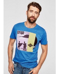 blaues bedrucktes T-Shirt mit einem Rundhalsausschnitt von S.OLIVER RED LABEL