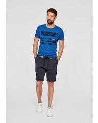 blaues bedrucktes T-Shirt mit einem Rundhalsausschnitt von S.OLIVER RED LABEL