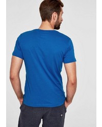 blaues bedrucktes T-Shirt mit einem Rundhalsausschnitt von S.OLIVER RED LABEL