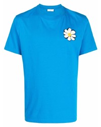 blaues bedrucktes T-Shirt mit einem Rundhalsausschnitt von Sandro