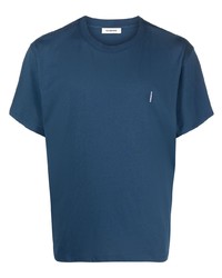 blaues bedrucktes T-Shirt mit einem Rundhalsausschnitt von Sandro