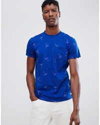 blaues bedrucktes T-Shirt mit einem Rundhalsausschnitt von Scotch & Soda
