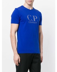 blaues bedrucktes T-Shirt mit einem Rundhalsausschnitt von CP Company