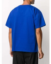 blaues bedrucktes T-Shirt mit einem Rundhalsausschnitt von PACCBET