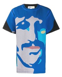 blaues bedrucktes T-Shirt mit einem Rundhalsausschnitt von Stella McCartney