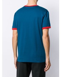 blaues bedrucktes T-Shirt mit einem Rundhalsausschnitt von Dolce & Gabbana