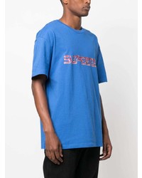 blaues bedrucktes T-Shirt mit einem Rundhalsausschnitt von Ksubi
