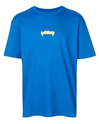 blaues bedrucktes T-Shirt mit einem Rundhalsausschnitt von Supreme