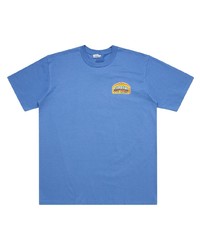 blaues bedrucktes T-Shirt mit einem Rundhalsausschnitt von Supreme