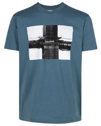 blaues bedrucktes T-Shirt mit einem Rundhalsausschnitt von Supreme