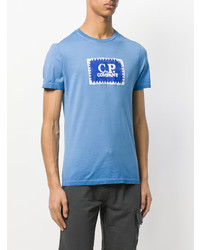 blaues bedrucktes T-Shirt mit einem Rundhalsausschnitt von CP Company