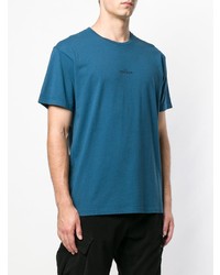 blaues bedrucktes T-Shirt mit einem Rundhalsausschnitt von Stone Island