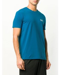 blaues bedrucktes T-Shirt mit einem Rundhalsausschnitt von Ea7 Emporio Armani