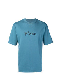 blaues bedrucktes T-Shirt mit einem Rundhalsausschnitt von Thames