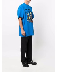 blaues bedrucktes T-Shirt mit einem Rundhalsausschnitt von Balenciaga