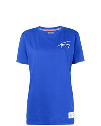 blaues bedrucktes T-Shirt mit einem Rundhalsausschnitt von Tommy Jeans