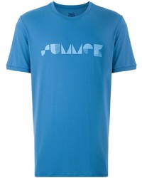 blaues bedrucktes T-Shirt mit einem Rundhalsausschnitt von Track & Field
