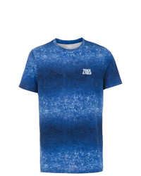 blaues bedrucktes T-Shirt mit einem Rundhalsausschnitt von Track & Field