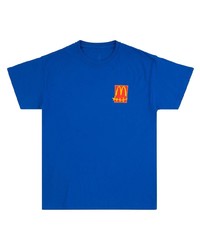 blaues bedrucktes T-Shirt mit einem Rundhalsausschnitt von Travis Scott Astroworld